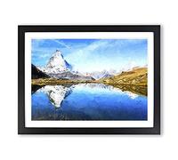 Matterhorn Mountain In Zermatt Switzerland Modern Art Framed Print | A2 Black Framed Wall Art | Ready to Hang | Modern Landscape Picture | Living Room Bedroom Lounge Office