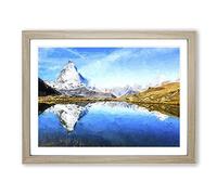 Matterhorn Mountain In Zermatt Switzerland Modern Art Framed Print | A3 Oak Framed Wall Art | Ready to Hang | Modern Landscape Picture | Living Room Bedroom Lounge Office