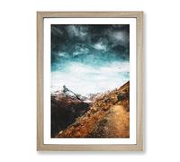 Matterhorn Mountain Switzerland Abstract Painting Modern Framed Print | A3 Oak Framed Wall Art | Ready to Hang | Abstract Landscape Picture | Living Room Bedroom Lounge Office