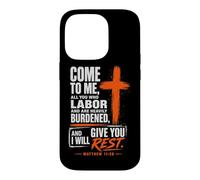 Matthew 11:28 Bible Verse Faith Christian Cross Case for iPhone 14 Pro