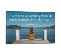 Matthew 11 28 Christian ScriptureClassic Aesthetic Poster Decorative Painting Canvas Wall Art Living Room Poster Bedroom PaintingFrame-style 16x24inch(40x60cm)