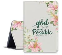 Matthew 19:26 Flower Case for iPad Pro 11 inch (2024 Model, 5th Gen), Shockproof PU Leather Folding Adjustable Stand Case with Auto Sleep/Wake for 11" iPad Pro 5th Gen 2024