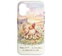 Matthew 23:37 Hen and Chicks Watercolor Faith Design Case for iPhone 16