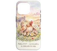 Matthew 23:37 Hen and Chicks Watercolor Faith Design Case for iPhone 16 Pro