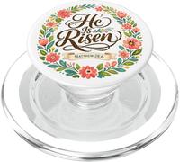 Matthew 28:6 Leopard Pattern Floral Easter Jesus He is Risen PopSockets PopGrip for MagSafe