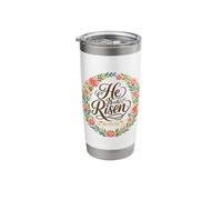 Matthew 28:6 Leopard Pattern Floral Easter Jesus He is Risen Stainless Steel Insulated Tumbler