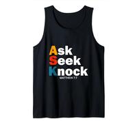 Matthew 7:7 Ask Seek Knock Jesus is King Bible Tank Top
