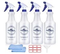 Matthew Cleaning 24 oz Empty Spray Bottles for Cleaning Solutions, All-Purpose HDPE Plastic Spray Bottle for Plants, Detailing, Pet, Hair, Adjustable Nozzle and Measurement, 4 Pack