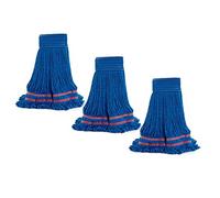 Matthew Cleaning Microfiber String Mop Heavy Duty Commercial Wet Mop Head Replacement,Excellent Absorbency,Premium Launderability,Reusable for Home,Commercial and Industrial Use(Blue,3Pack)
