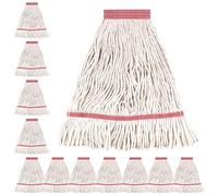 Matthew Cleaning Pack of 12 Heavy Duty Commercial White Mop Head Replacement for General and Floor Cleaning,Wet Industrial Blend Cotton Looped End String Head Refill