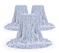 Matthew Cleaning Rayon Finish Mop Head Replacement, Commercial Mops for Floor Cleaning and Finishing, 4-Ply Premium Synthetic Yarn for Optimal Absorbency and Release, 20 oz Large, 3 Pack