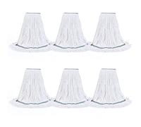 Matthew Cleaning Synthetic Rayon Mop Head Replacement, Chemical Resistant 4-Ply Looped End Commercial Mops for Floor Cleaning and Finishing, 20 oz Large, 6 Pack
