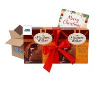 Matthew Walker Christmas Pudding Melt In The Middle Chocolate Orange Pudding - Pack of 2 with Christmas Card | Belgian Chocolate Sponge Dessert with Rich Orange Sauce Centre | 227g Each Boxed Treatz
