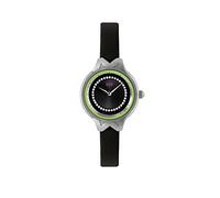 Matthew Williamson Women's Quartz Watch with Black Dial Analogue Display and Black Leather Strap LSM34001/04