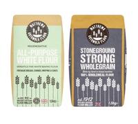 Matthews Stoneground Wholegrain Flour 1.5Kg & Matthews Cotswold All Purpose White Flour 1.5Kg - High Protein 14% Wholemeal for Crusty Bread, Regenerative Farming AP for Baking Cookies