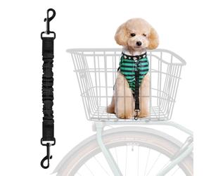 MATTISAM Dog Seat Belt for Bike Basket, Retractable Bicycle Dog Seatbelt, Elastic Pet Safety Leash Harness for Cat, Dog Leash Extension Attachment Shock Absorbing Lead Extension Absorber (Black)