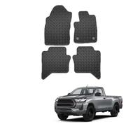 MatTrax- Car Mats for Toyota Hilux Invincible Automatic 2020 to Present - Tailored Rubber Car Mats Set with Accessories - Anti-Slip Car Floor Mats, Waterproof - Easy to Clean - Black Edging,Rubber