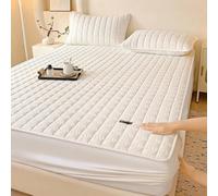 Mattress Cover Quilted, For Bedroom, Dorm Room, Comfort Soft Bed Sheet with Elastic Band, Breathable Non-slip, Washable and Machine Washable(Beige,150x200cm)