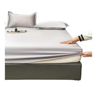 Mattress Cover Silk Bed Mattress Cover Cool Feeling Bed Sheet Anti-Slip Ice Silk Three-Piece Mattress Protection Bedspread Without Pillowcases for Normal Use(Grey,90x200cm)