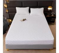 Mattress Cover with Zip Quilted Mattress Protector Mattress Topper Cover 360° Fully Total Encasement Fitted Sheet Cover Washable Removable-B-180×200+30cm