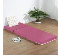 Mattress Guru Leather Z Bed Futon Folding Mattress Chair in Pink Mattress Guru Pink