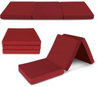 Mattress Guru Leather Z Bed Futon Folding Mattress Chair in Red Mattress Guru Red