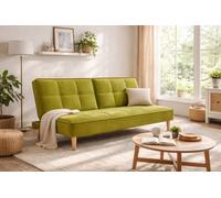 Mattress Guru Manhattan 3 Seater Velvet Sofa Bed Clic Clac Fold Down In Lime
