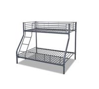 Mattress Guru Palmdale Metal Triple Sleeper Bunk Bed - 3Ft (90Cm) Single /4Ft6 (135Cm) Double, Kids Bedroom Furniture, Space Saving, Silver