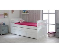 Mattress Guru Single Captain Storage Wooden Bed, 3Ft, With 3 Storage Drawers And A Pull Out Under Bed - White