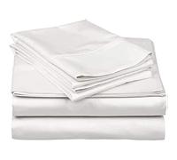 Mattress-Homes PC Diana Linen 600 Thread Count 100% Long Staple Soft Cotton, 4 Piece Sheets Set, Queen Size,Smooth & Soft Sateen Weave, Hotel Collection Bedding, White Solid