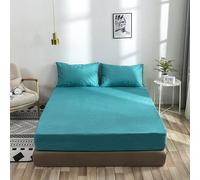 Mattress Protector Bed Sheet Cover Polyester Home Mat Elastic Band Fitted Sheet Mattress And Pillow Case Great For Family Bedding,Blue,180x200x35cm