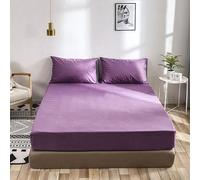 Mattress Protector Bed Sheet Cover Polyester Home Mat Elastic Band Fitted Sheet Mattress And Pillow Case Great For Family Bedding,Purple,198x203x35cm