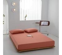 Mattress Protector Cotton Fitted Sheet Mattress Cover With Elastic Band Bedsheet Monochrome Fit Sheet,2,160x200x25cm 1pc