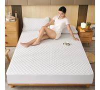 Mattress Protector Cotton Quilted Thick Mattress Cover Acts As A Fitted Sheet And Bed Cover Suitable Beds,White,120x200x25cm