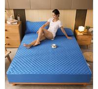 Mattress Protector Cotton Quilted Thick Mattress Cover Acts As A Fitted Sheet And Bed Cover Suitable Beds,Blue,Queen 60x80 inch