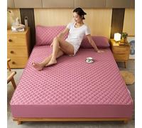Mattress Protector Cotton Quilted Thick Mattress Cover Acts As A Fitted Sheet And Bed Cover Suitable Beds,Pink,Queen 60x80 inch