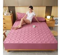 Mattress Protector Cotton Quilted Thick Mattress Cover Acts As A Fitted Sheet And Bed Cover Suitable Beds,Hot Pink 2,Queen 60x80 inch