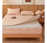 Mattress Protector Cover 2026 Striped Pattern Soft Cotton Quilted Portable Full Coverage Removable Non-slip Zippered Fitted Sheet for All Seasons(Hot pink,Twin XL/H:15cm)