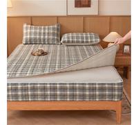 Mattress Protector Cover 2026 Striped Pattern Soft Cotton Quilted Portable Full Coverage Removable Non-slip Zippered Fitted Sheet for All Seasons(Grey,Twin XL/H:20cm)