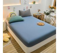 Mattress Protector Fitted Sheet Cotton 1pcs Mattress Cover Bedspreads Bed Fitted Sheet,Light Blue,Queen 60x80x10inch