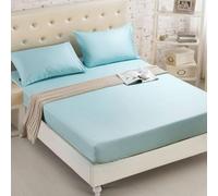 Mattress Protector Fitted Sheet Cover Solid Color Cotton Brushed Mattress Cover Fitted Bed Sheets Double Sets Bedspreads,14 haze Blue,X,Long Twin 99x203cm