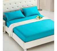 Mattress Protector Fitted Sheet Cover Solid Color Cotton Brushed Mattress Cover Fitted Bed Sheets Double Sets Bedspreads,15 Lake Blue,X,Long Twin 99x203cm