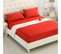 Mattress Protector Fitted Sheet Cover Solid Color Cotton Brushed Mattress Cover Fitted Bed Sheets Double Sets Bedspreads,07 brick red,100x200cm