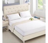 Mattress Protector Fitted Sheet Cover Solid Color Cotton Brushed Mattress Cover Fitted Bed Sheets Double Sets Bedspreads,35 white,King 193x203cm