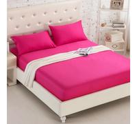 Mattress Protector Fitted Sheet Cover Solid Color Cotton Brushed Mattress Cover Fitted Bed Sheets Double Sets Bedspreads,49 rose pink,X,Long Twin 99x203cm