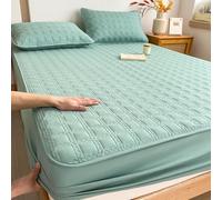 Mattress Protector King Queen Size Skin Friendly Comfortable Mattress Cover with Deep Pocket of 9In Mattress Topper Fitted Sheet Anti Slip Elastic Band Full Wrap,greenB,90 * 200cmTWIN