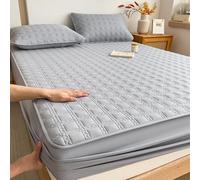 Mattress Protector King Queen Size Skin Friendly Comfortable Mattress Cover with Deep Pocket of 9In Mattress Topper Fitted Sheet Anti Slip Elastic Band Full Wrap,greyB,200 * 220cm