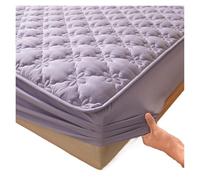 Mattress Protector Mattress Protector Waterproof Cover, Fitted Sheet,Thickened, Quiet, Non-slip, Quilted Flower Pattern(Purple,80x200x28cm)