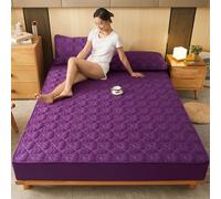 Mattress Protector Pillowcase, Cotton Quilted Thick Mattress Cover Acts As A Fitted Sheet And Bed Cover Suitable Beds,Purple 2,48x74cmx2 pillowcase