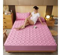 Mattress Protector Pillowcase, Cotton Quilted Thick Mattress Cover Acts As A Fitted Sheet And Bed Cover Suitable Beds,Pink 2,48x74cmx2 pillowcase